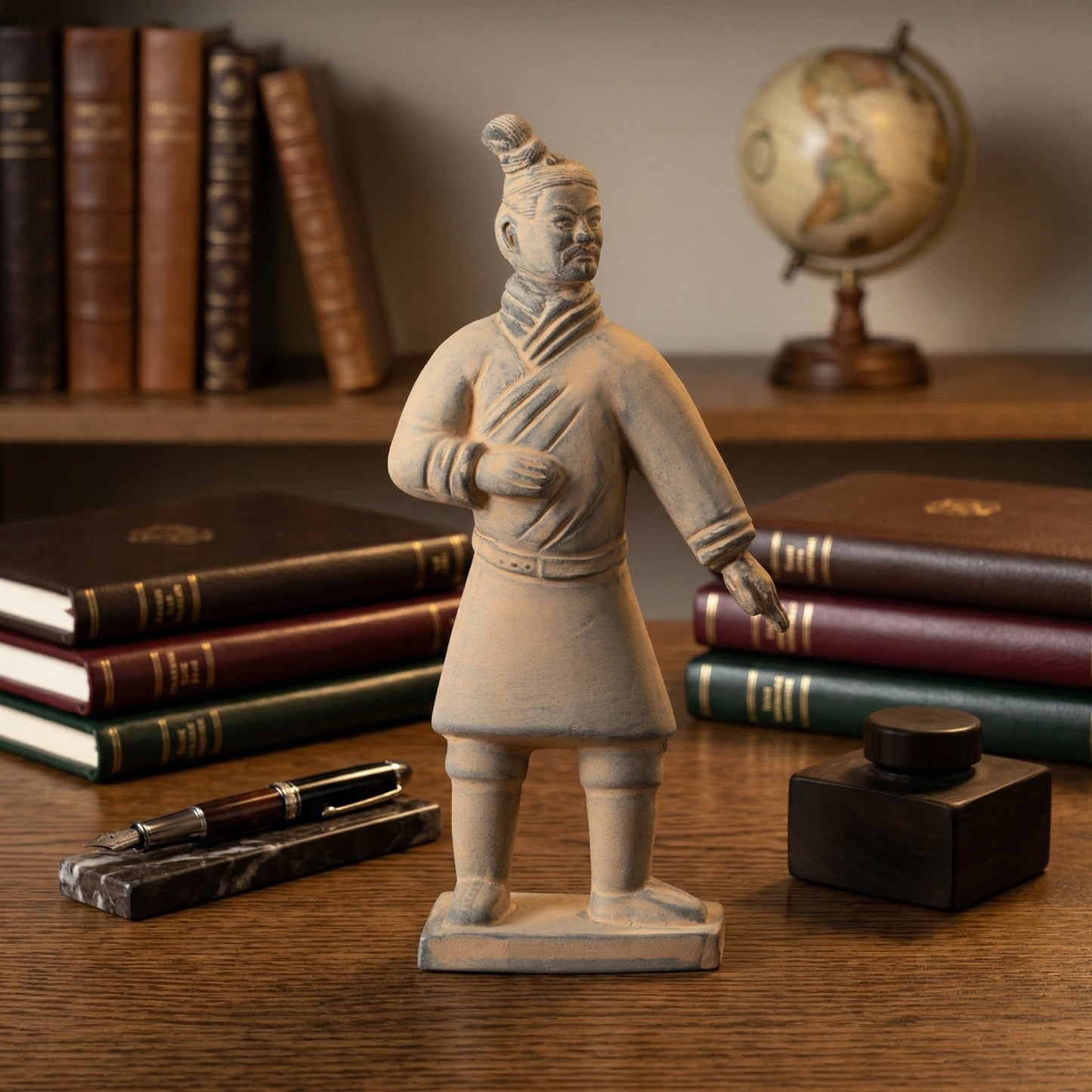 20CM Standing Archer - CLAYARMY-Captivating rear view of the 20CM Terracotta Army Standing Archer, highlighting the dynamic posture and intricately sculpted details.