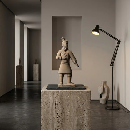 20CM Standing Archer - CLAYARMY-Captivating rear view of the 20CM Terracotta Army Standing Archer, highlighting the dynamic posture and intricately sculpted details.