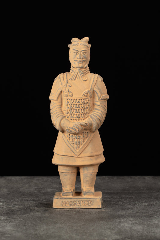 20CM General - CLAYARMY-Commanding Elegance: Frontal view of the 20CM Terracotta Army General, radiating commanding elegance with the iconic double-tailed crossbill crown.