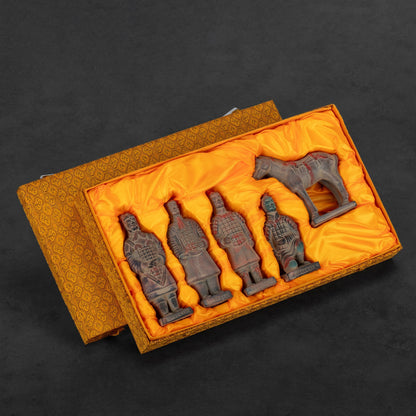20CM Painted Five Piece Set - CLAYARMY-Exquisite detailing on Clayarmy's 20CM Painted Terracotta Five-Piece Set, capturing the beauty of ancient Chinese artistry.