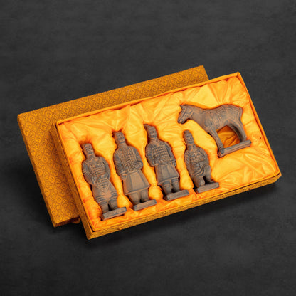 Detailed view of Clayarmy's 15CM Terracotta Five-Piece Set, showcasing intricate details and historical accuracy.