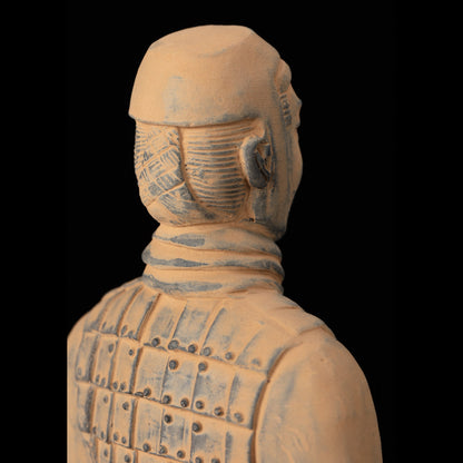 25CM Cavalryman - CLAYARMY-Top view highlighting the exquisite details of the 25CM Terracotta Army Cavalryman's headgear, armor, and overall presentation.