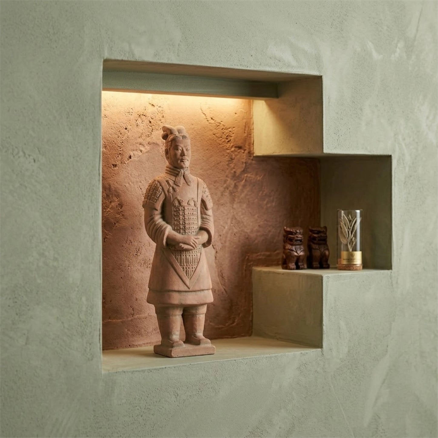 25CM General - CLAYARMY-Dynamic Sculpted Gesture: Dynamic view of the 25CM Terracotta Army General, capturing a dynamic sculpted gesture that adds movement and energy to the figurine.
