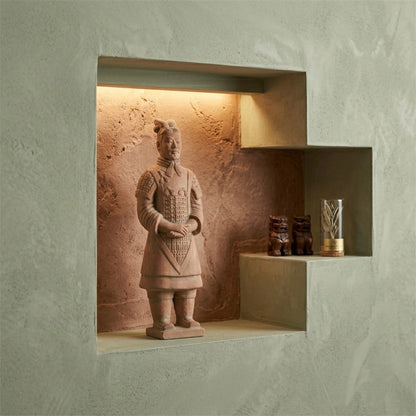 25CM General - CLAYARMY-Dynamic Sculpted Gesture: Dynamic view of the 25CM Terracotta Army General, capturing a dynamic sculpted gesture that adds movement and energy to the figurine.