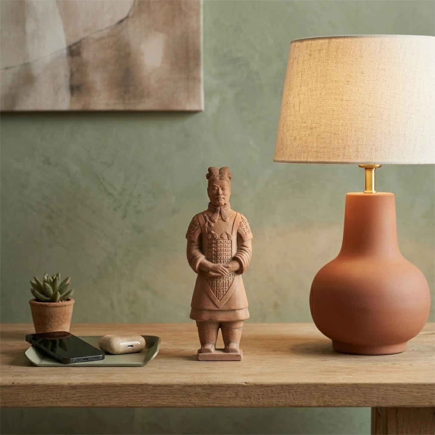 25CM General - CLAYARMY-Dynamic Sculpted Gesture: Dynamic view of the 25CM Terracotta Army General, capturing a dynamic sculpted gesture that adds movement and energy to the figurine.