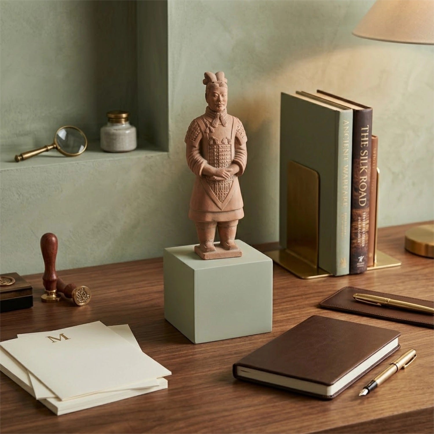 25CM General - CLAYARMY-Dynamic Sculpted Gesture: Dynamic view of the 25CM Terracotta Army General, capturing a dynamic sculpted gesture that adds movement and energy to the figurine.