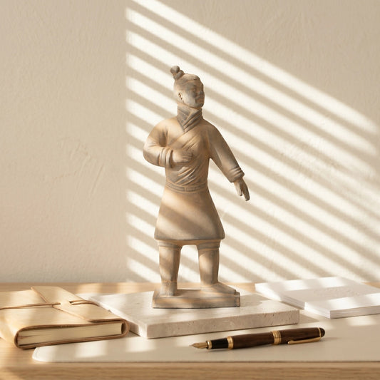 25CM Standing Archer - CLAYARMY-Graceful rear perspective of the 25CM Terracotta Army Standing Archer, capturing a dynamic pose and intricate sculpted features.