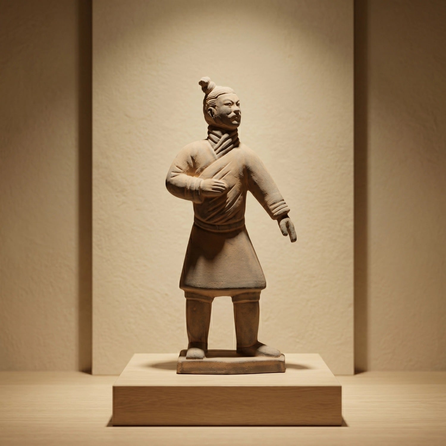 25CM Standing Archer - CLAYARMY-Graceful rear perspective of the 25CM Terracotta Army Standing Archer, capturing a dynamic pose and intricate sculpted features.