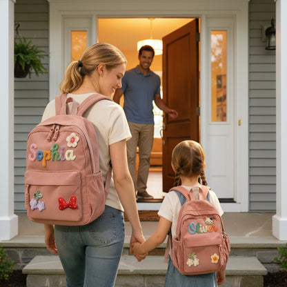 Custom Corduroy Backpack: 3D Rainbow Name Bag for Adults & Kids