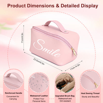 Personalisierte Reise-Kosmetiktasche – Kosmetiktasche aus PU-Leder mit großem Fassungsvermögen und Fächern, individuell gestaltbar