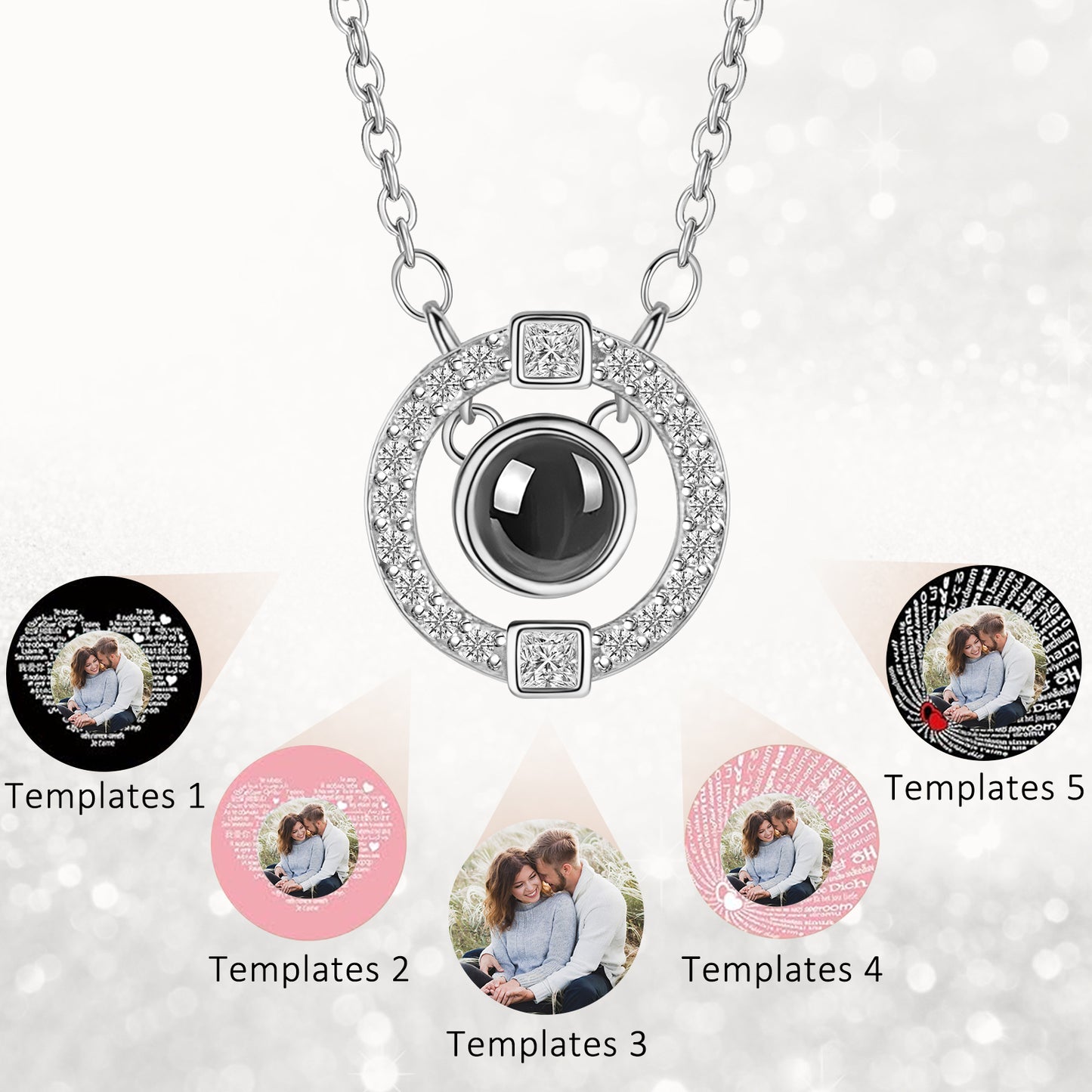 Sparkling Crystal Photo Locket - Personalized Keepsake Jewelry with Custom Picture