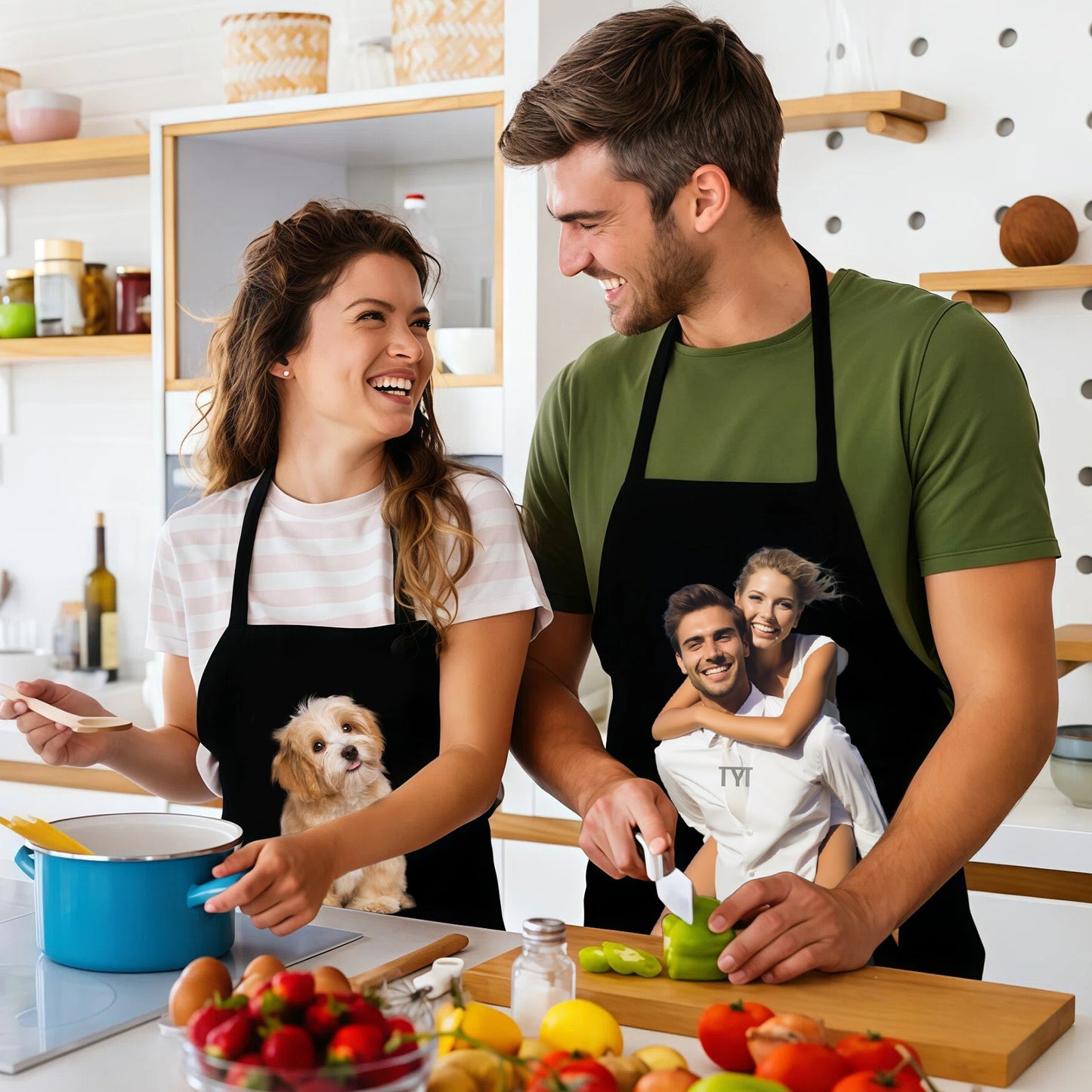 Personalized Photo Apron - Custom Picture Kitchen Apron for Men & Women, Waterproof & Oil-proof Cooking Gift for Birthday, BBQ, Housewarming