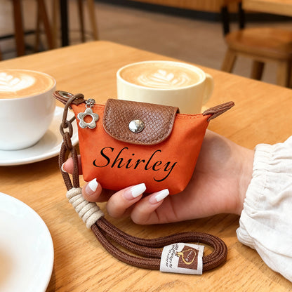 Custom Name Mini Coin Purse - Personalized Small Pouch with Adjustable Strap