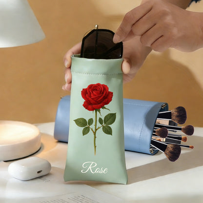Personalized Floral Pouch Set | Custom Flower & Text Eyewear + Accessory Sleeve
