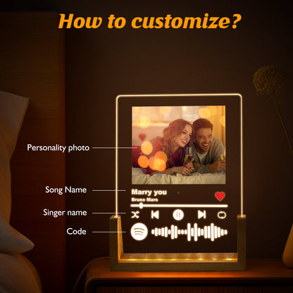Spotify Style LED Night Light with 7 Switchable Colors & Custom Photo