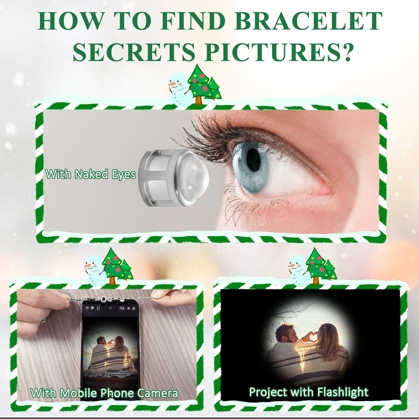 Verstellbares Armband mit Fotoprojektion und Kristallverzierungen