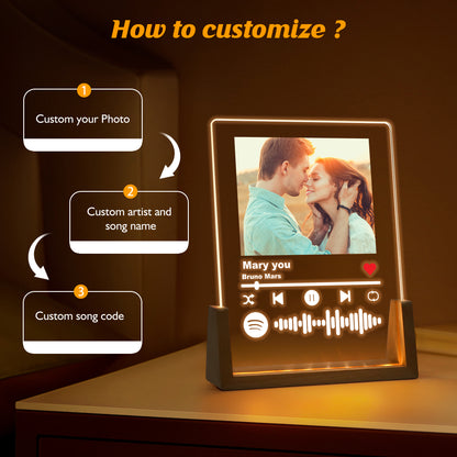 Veilleuse photo musicale personnalisée - Lampe LED style Spotify pour tous vos souvenirs