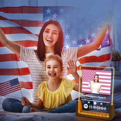 Fourth of July Night Light - Patriotic LED with Custom Photo Star-Spangled Edition