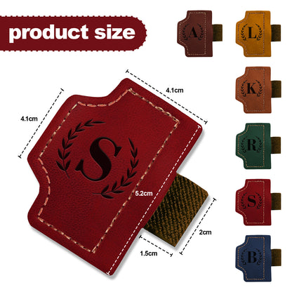 Personalized Magnetic Leather Bookmark with Pen Holder - Custom Name Gift