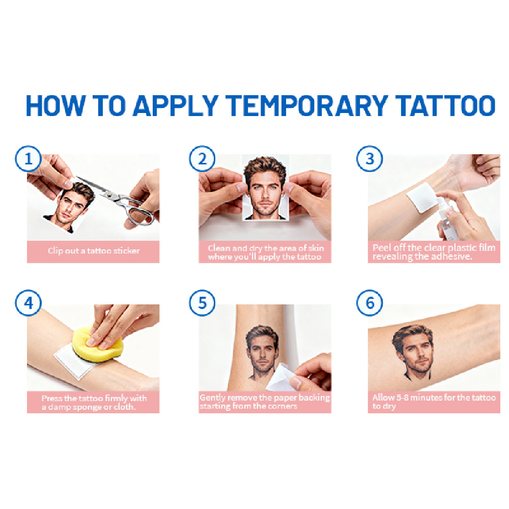 Custom Temporary Tattoos 12 Pack - Upload Your Face Photo Personal Set