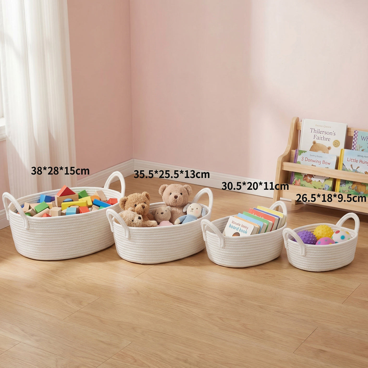 Personalized Woven Cotton Bin: 3D Embroidered Name