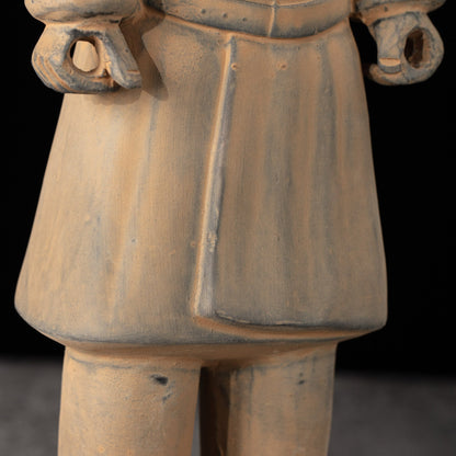 35CM Cavalryman - CLAYARMY-In-depth perspective capturing the 35CM Terracotta Army Cavalryman's unique features, such as the flat bun and carefully crafted knee-length jacket.