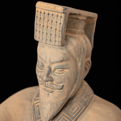35CM Emperor - CLAYARMY -Side profile of Clayarmy's 35CM Emperor Qin Terracotta Warrior, showcasing the majestic crown and finely sculpted armor.