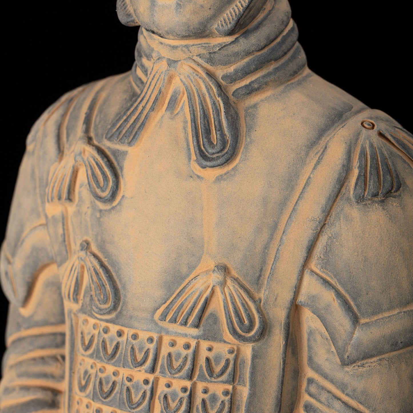 35CM General - CLAYARMY-Meticulous Facial Detailing: Frontal perspective of the 35CM Terracotta Army General, highlighting meticulous detailing in the sculpting of facial features and armor.