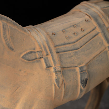 35CM Horse - CLAYARMY -Side profile showcasing the intricate details on the saddle of our 35CM Terracotta Horse replica.