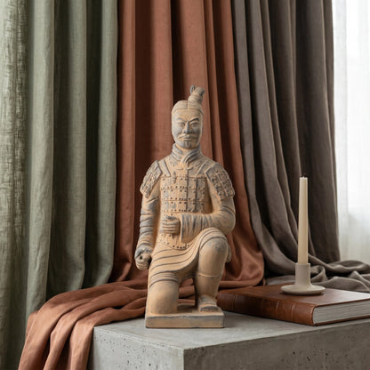 35CM Kneeling Archer - CLAYARMY-Detailed shot of the handcrafted facial expression and features on the 35CM Kneeling Archer.