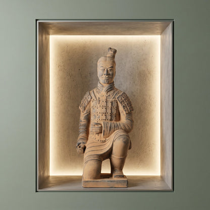 35CM Kneeling Archer - CLAYARMY-Detailed shot of the handcrafted facial expression and features on the 35CM Kneeling Archer.