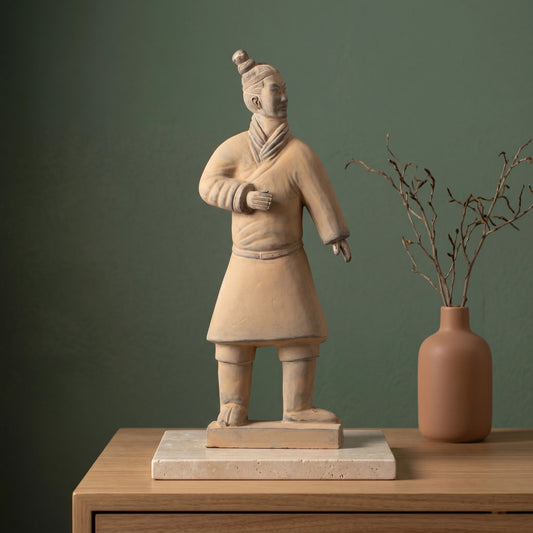 35CM Standing Archer - CLAYARMY-Close-up of the 35CM Standing Archer figurine's face, highlighting the taut expression and intricate details.