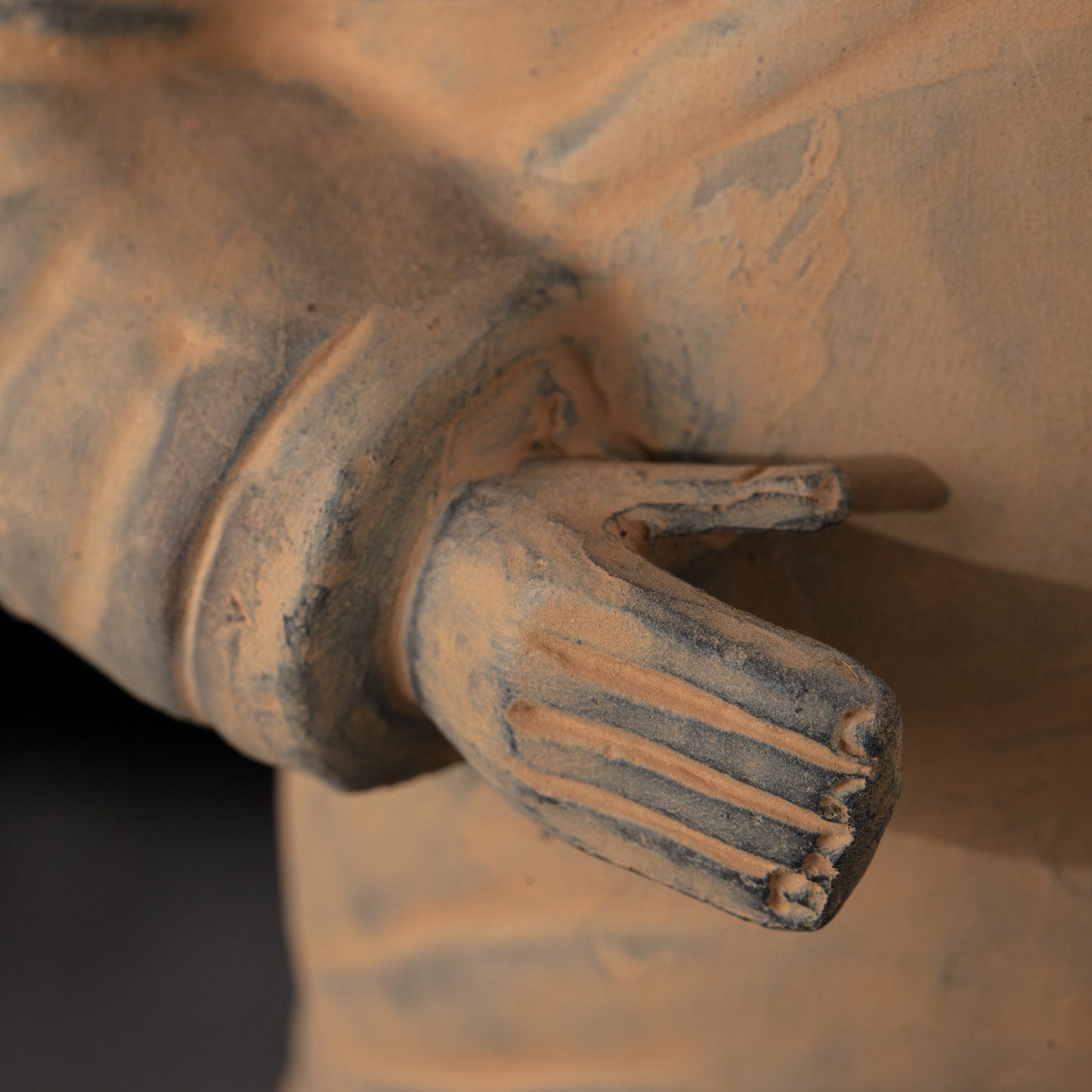 35CM Standing Archer - CLAYARMY-Side-angle view accentuating the craftsmanship of the 35CM Terracotta Army Standing Archer, showcasing historical accuracy and attention to detail.