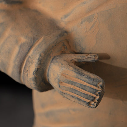 35CM Standing Archer - CLAYARMY-Side-angle view accentuating the craftsmanship of the 35CM Terracotta Army Standing Archer, showcasing historical accuracy and attention to detail.