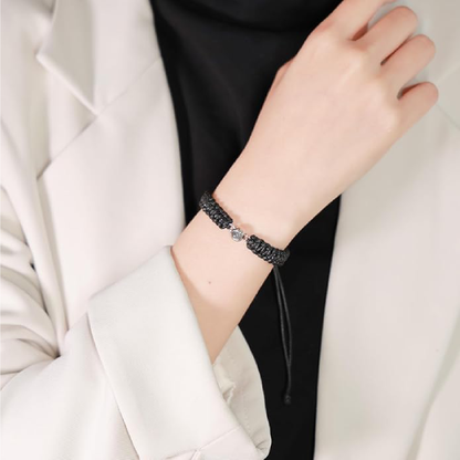 Individuelles Fotoarmband mit Projektionsstein – Personalisierter Erinnerungsschmuck aus Wachsseil