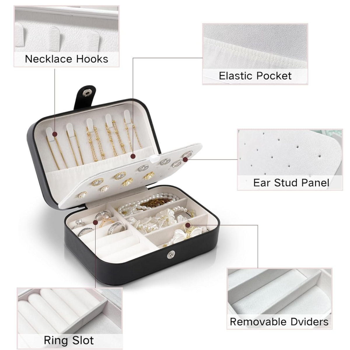 Individuell gestaltbare Harper Schmuckschatulle – Deckel mit Namen und Blumenmuster personalisieren