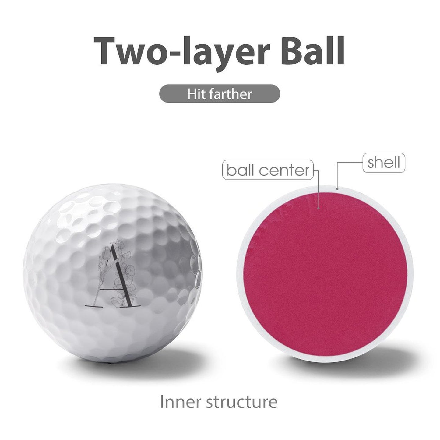 Golfball mit individuellem floralem Monogramm und personalisiertem Text