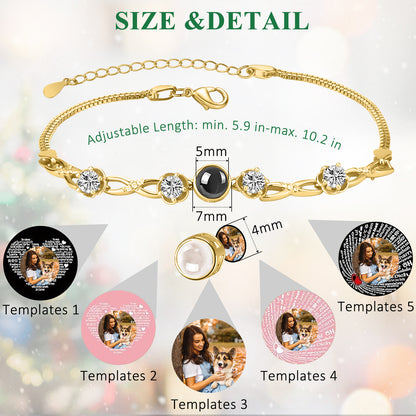 Verstellbares Armband mit Fotoprojektion und Kristallverzierungen