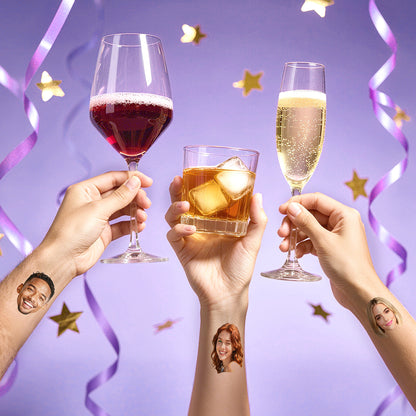 Custom Temporary Tattoos 12 Pack - Upload Your Face Photo Personal Set