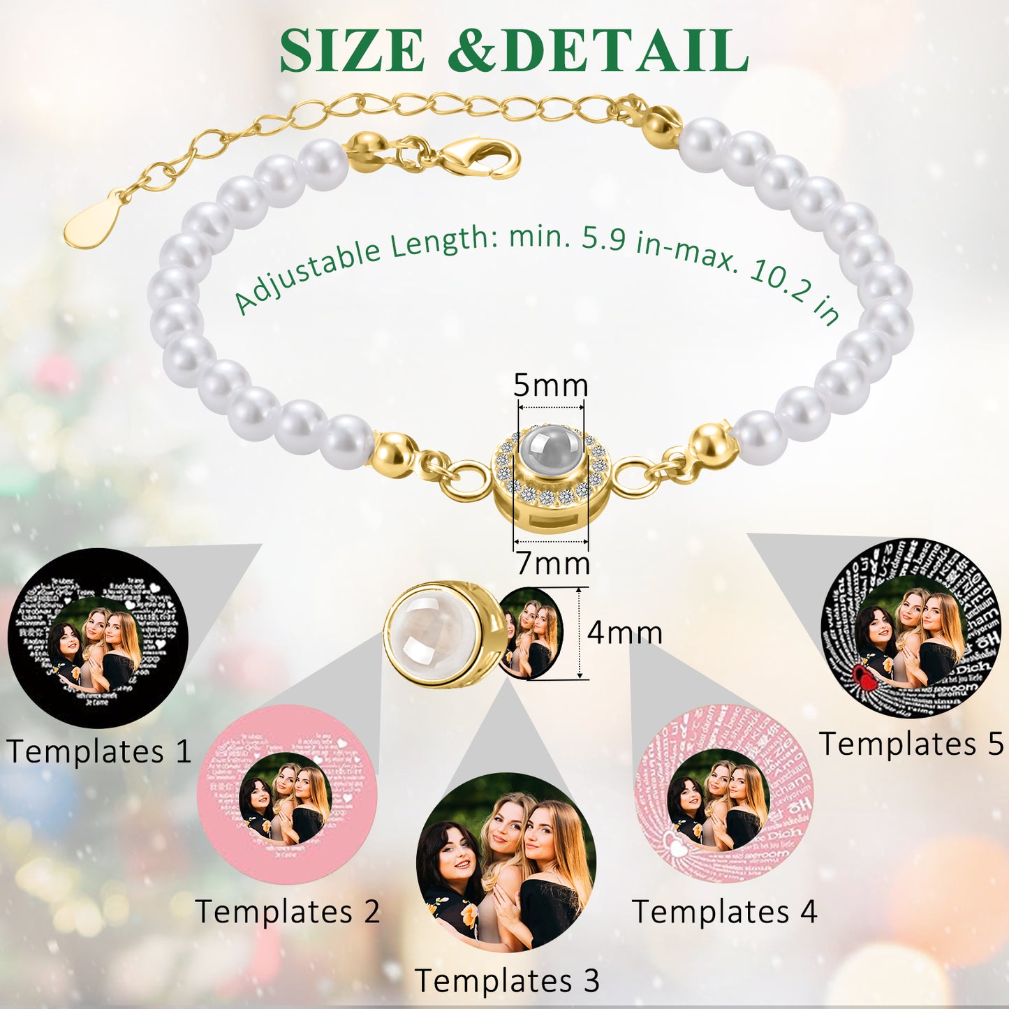 Perlenarmband mit Fotoprojektion – Personalisierbarer Fotoanhänger