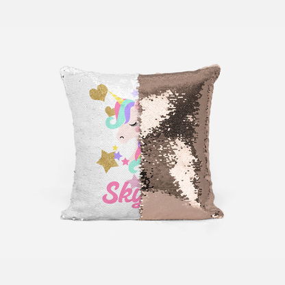 Custom Photo Glitter Pillow - Text & Picture Magic Glimmer Pillow