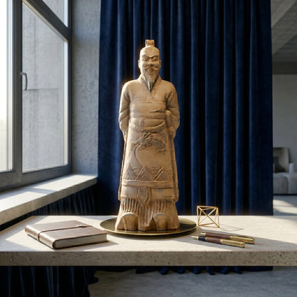 45CM Emperor - CLAYARMY -Detailed shot of the armor on the 45CM Emperor Qin Terracotta Warrior, highlighting the craftsmanship of the Qin Dynasty.