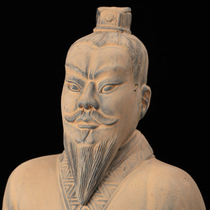 45CM Emperor - CLAYARMY -Close-up detail of the face of the 45CM Emperor Qin Terracotta Warrior, capturing the regal expression and historical significance.