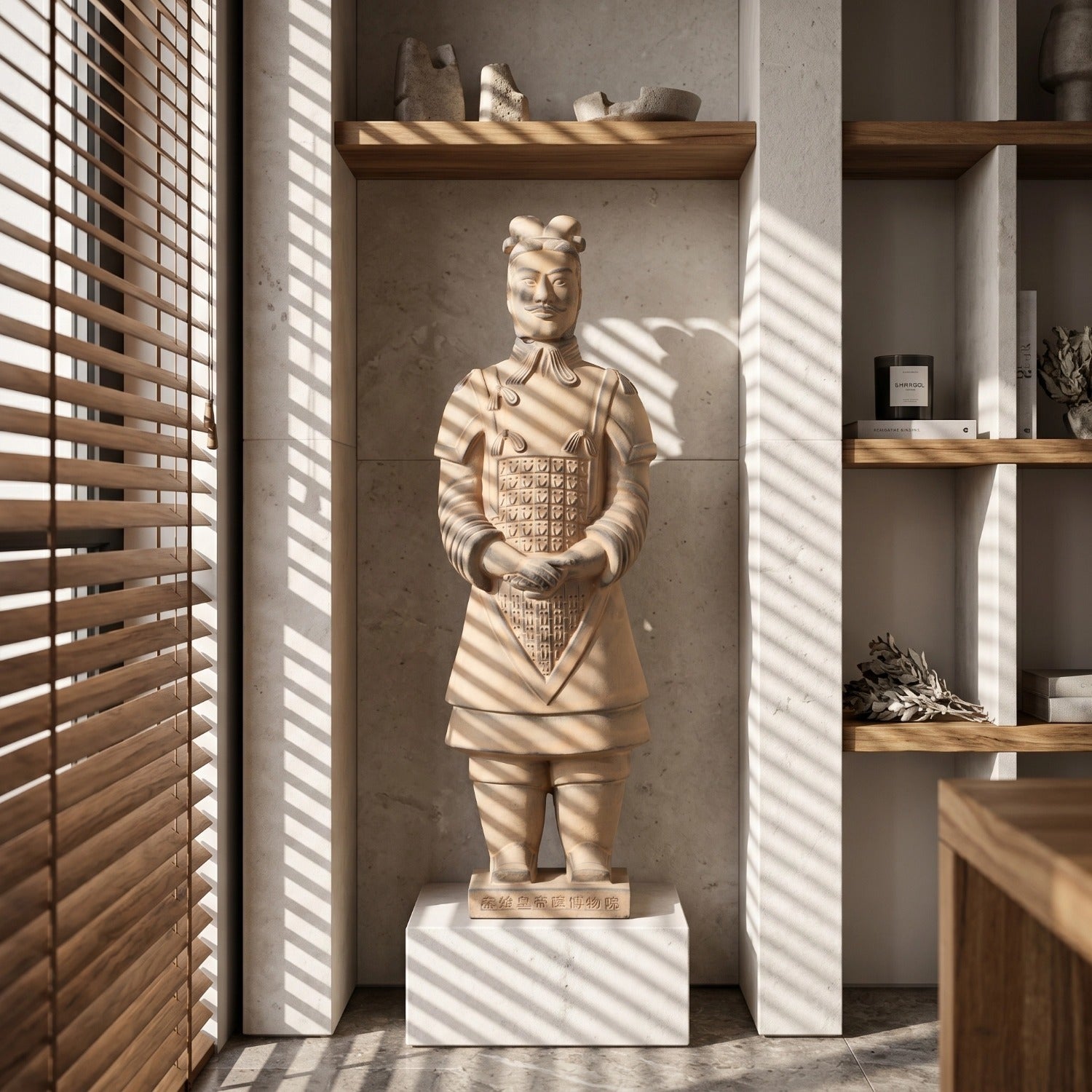 45CM General - CLAYARMY-Strategic Leadership Gaze: Close-up of the 45CM General's face, capturing a strategic leadership gaze and expressive facial features that define the figurine's character.