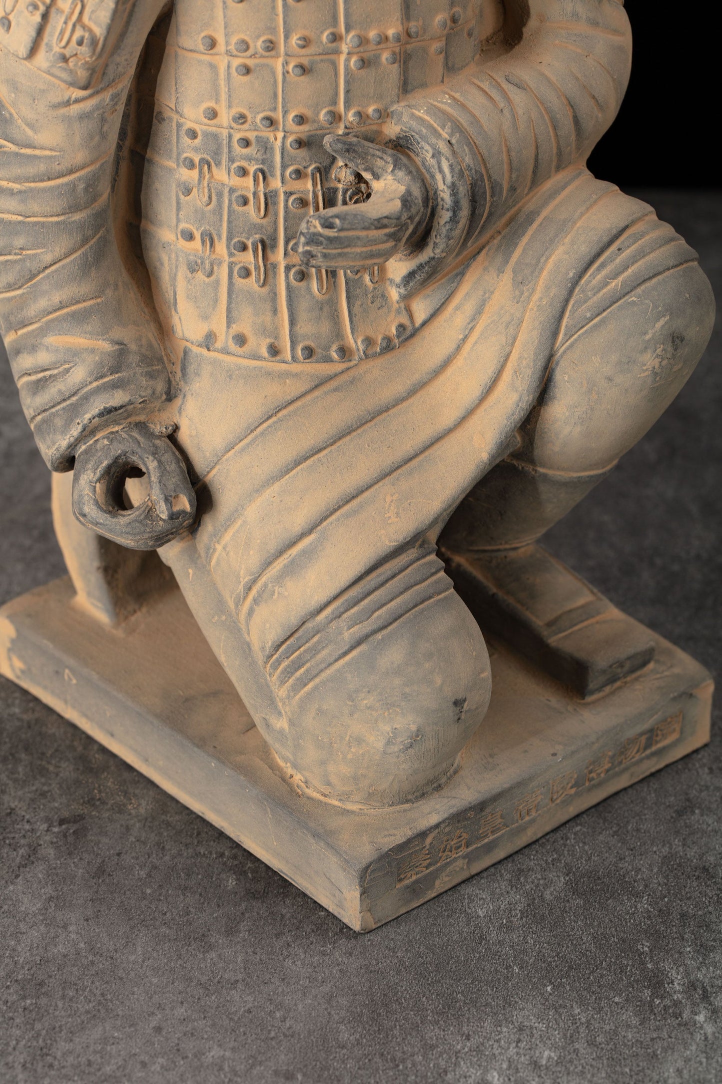 45CM Kneeling Archer - CLAYARMY-Overhead perspective capturing the isosceles triangle posture for stability on the 45CM Kneeling Archer.