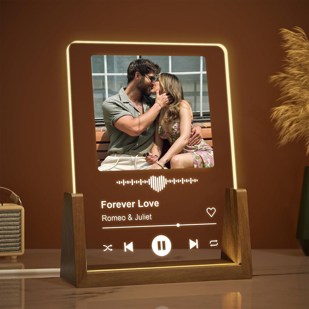 Veilleuse photo musicale personnalisée - Lampe LED style Spotify pour tous vos souvenirs