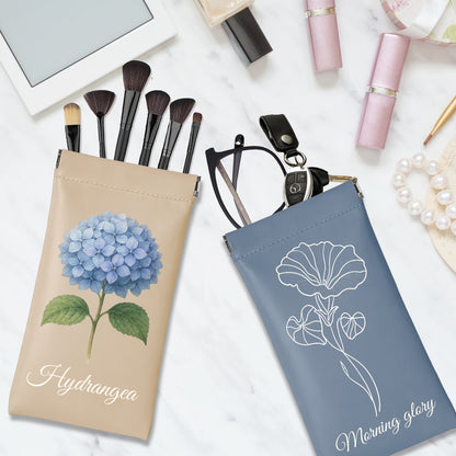 Personalized Floral Pouch Set | Custom Flower & Text Eyewear + Accessory Sleeve