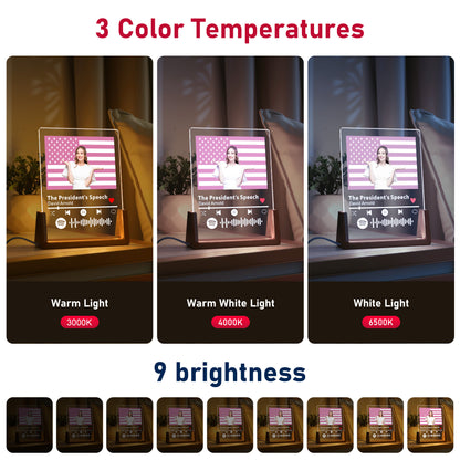 Fourth of July Night Light - Patriotic LED with Custom Photo Star-Spangled Edition