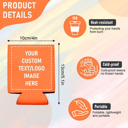 Personalized 2-Sided Can Cooler - Custom Insulated Koozie with Photo/Logo Printing