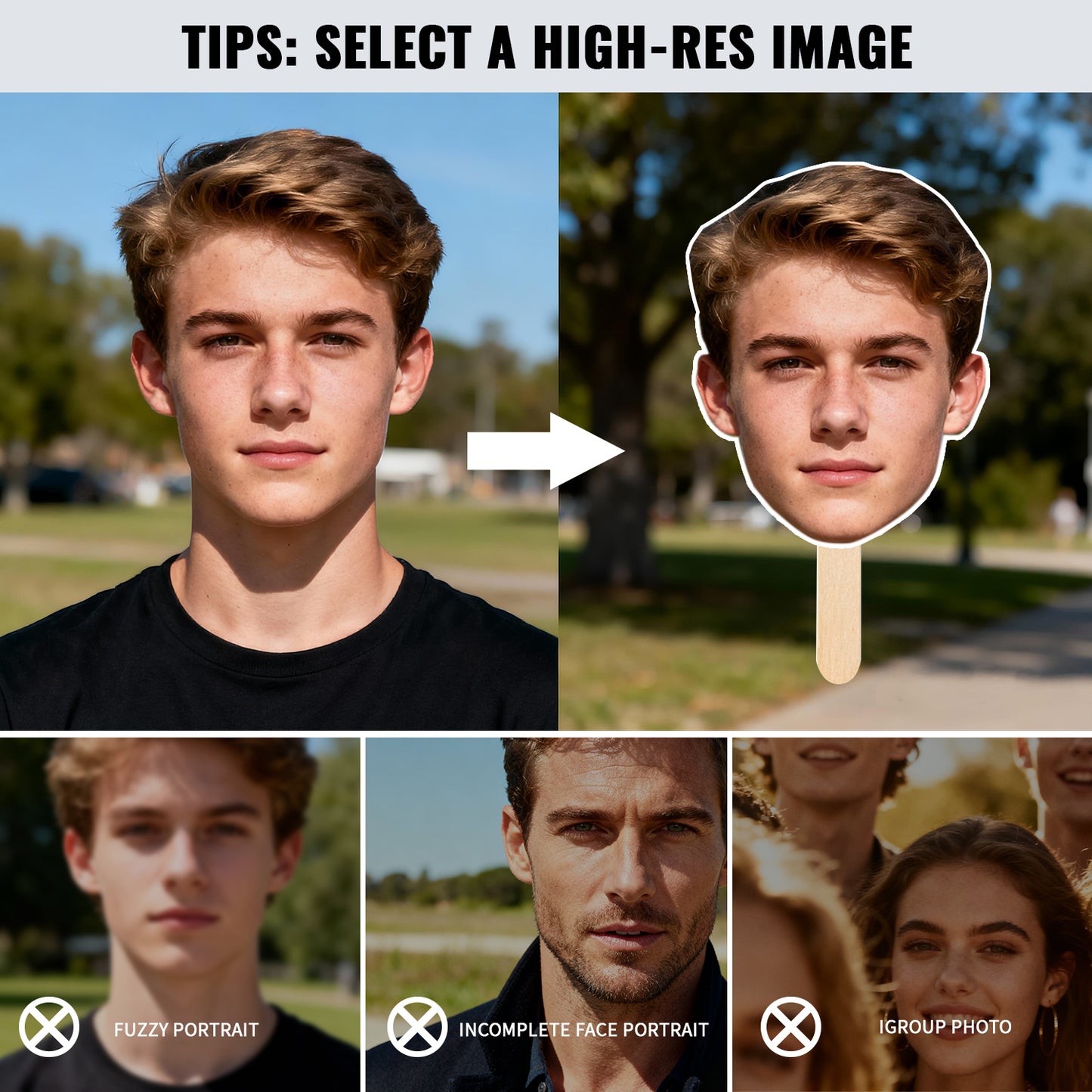 Présentoir personnalisé avec votre visage - Accessoires de fête amusants avec vos photos